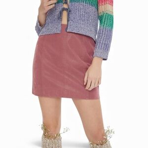 Free People Pressed Flowers Vegan Leather Mini Skirt Pink Size 4 NWT